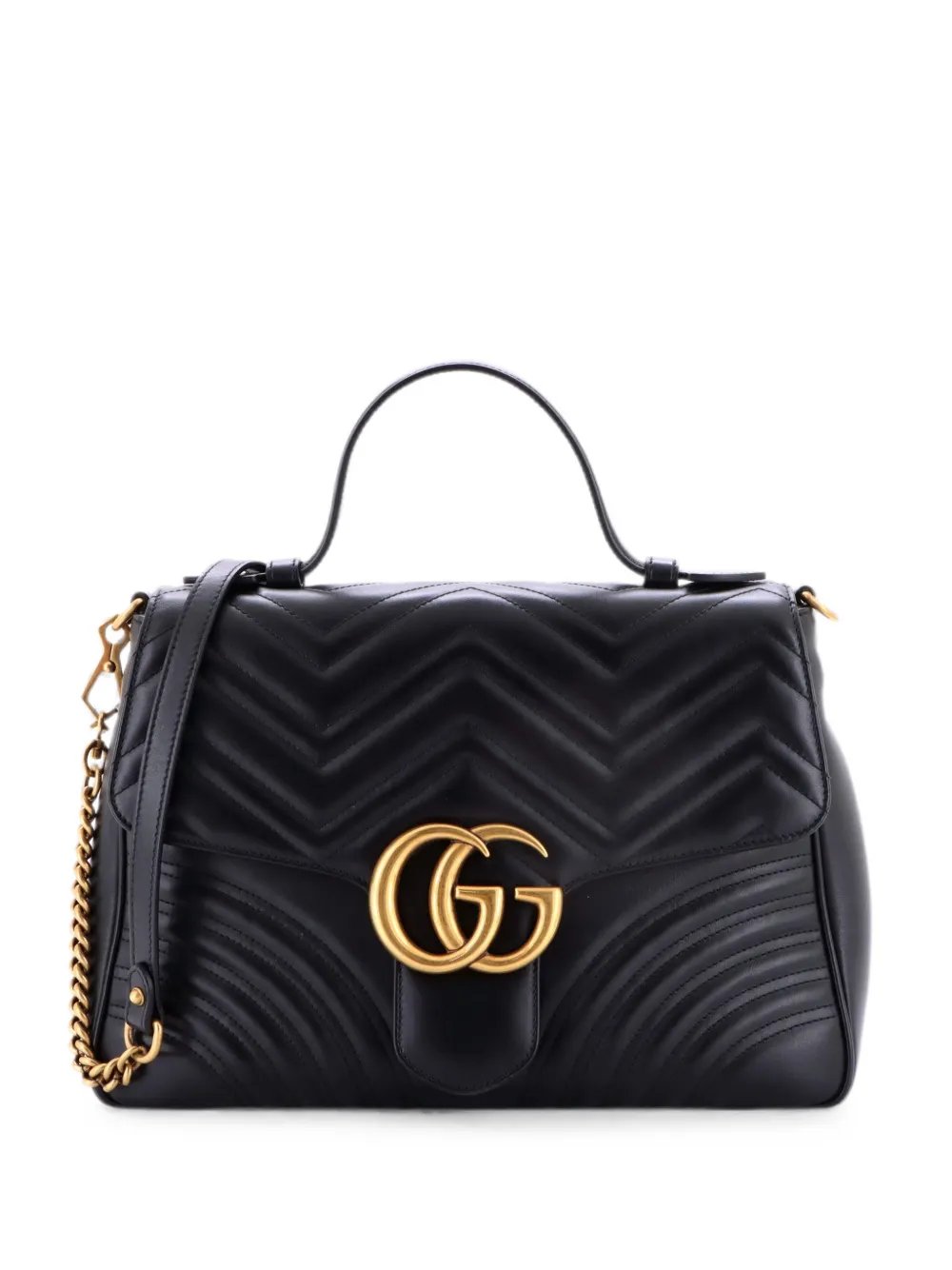 GG Marmont Top Handle Flap Bag Matelasse Leather Medium satchel