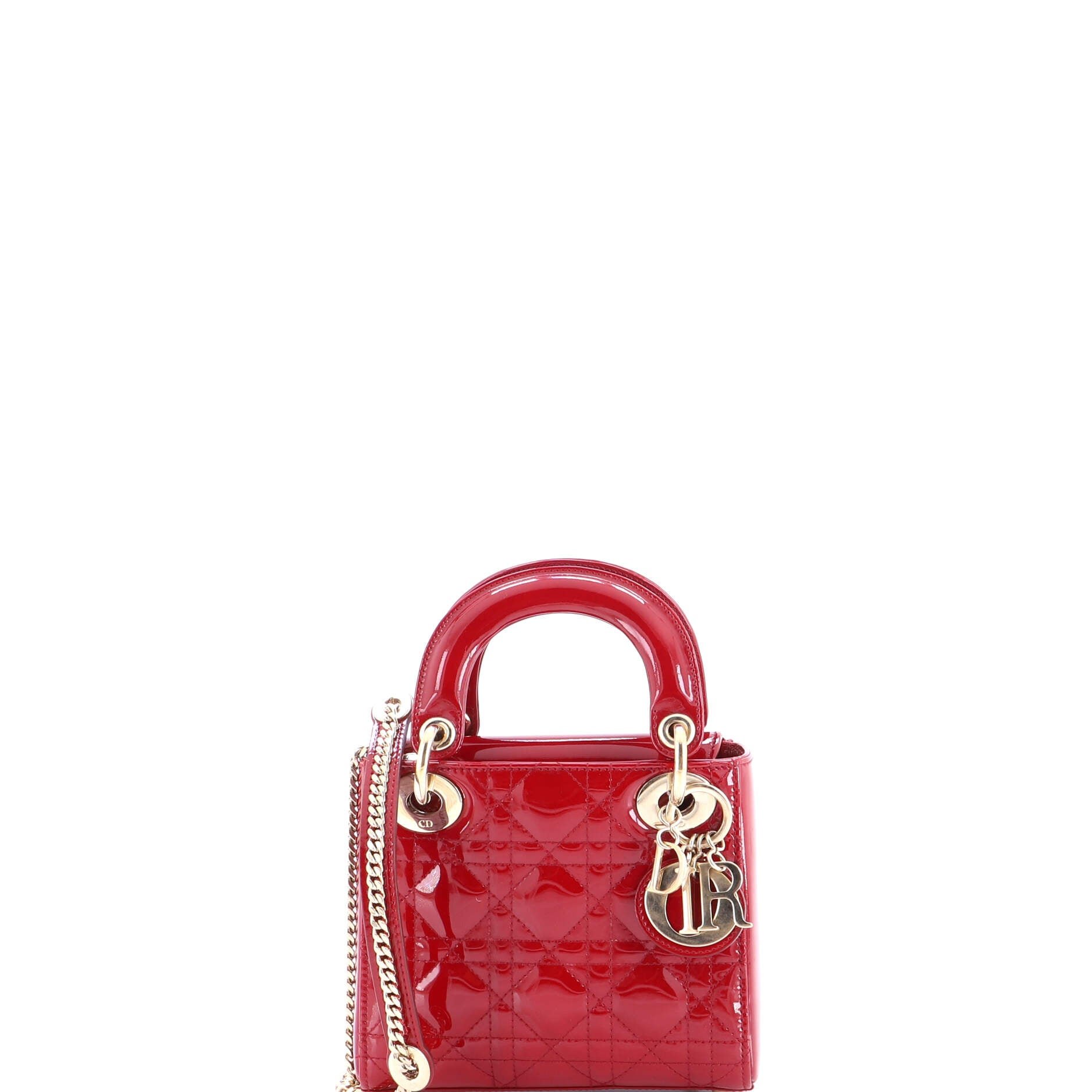 Lady Dior Chain Bag Cannage Quilt Patent Mini