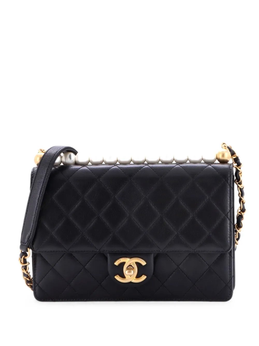 Chic Pearls Flap Bag Quilted Lambskin Small shoulder bag