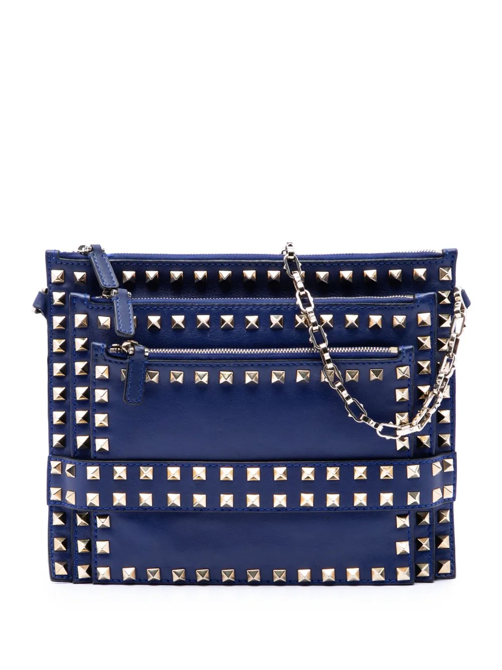 2010-2017 Leather Rockstud Triple Zip crossbody bag
