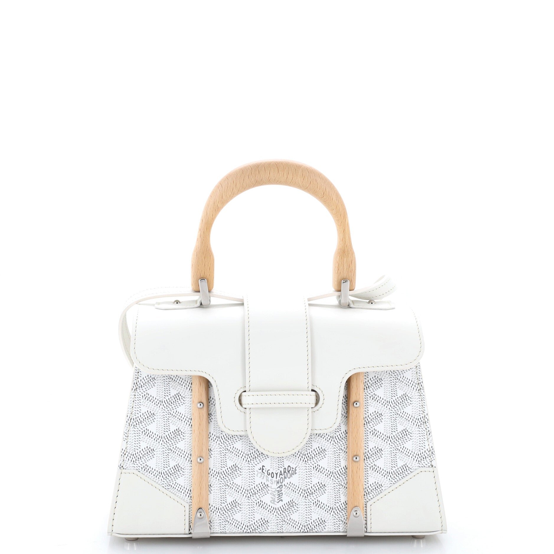 Structured Saigon Top Handle Bag Coated Canvas with Leather Mini