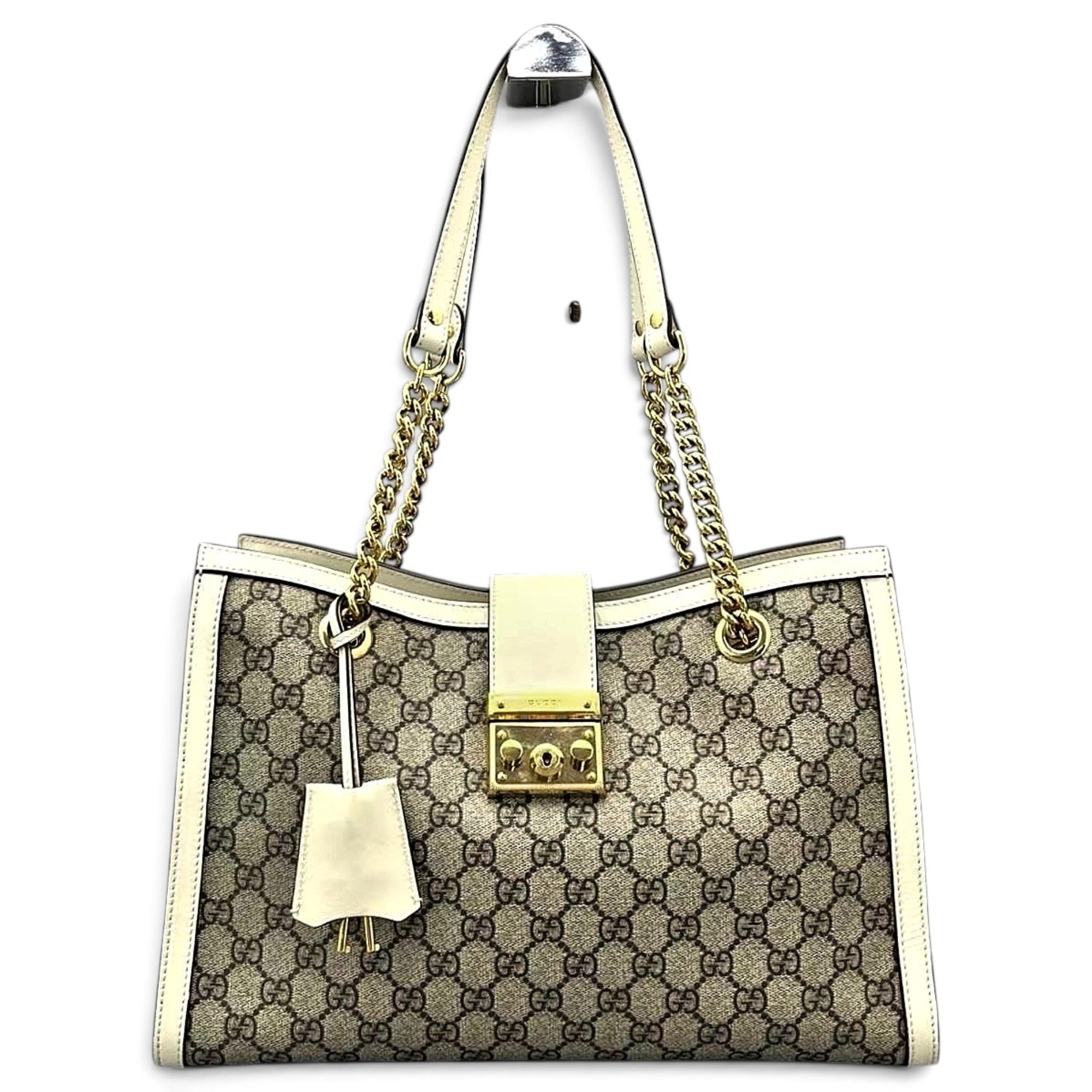 Padlock leather tote