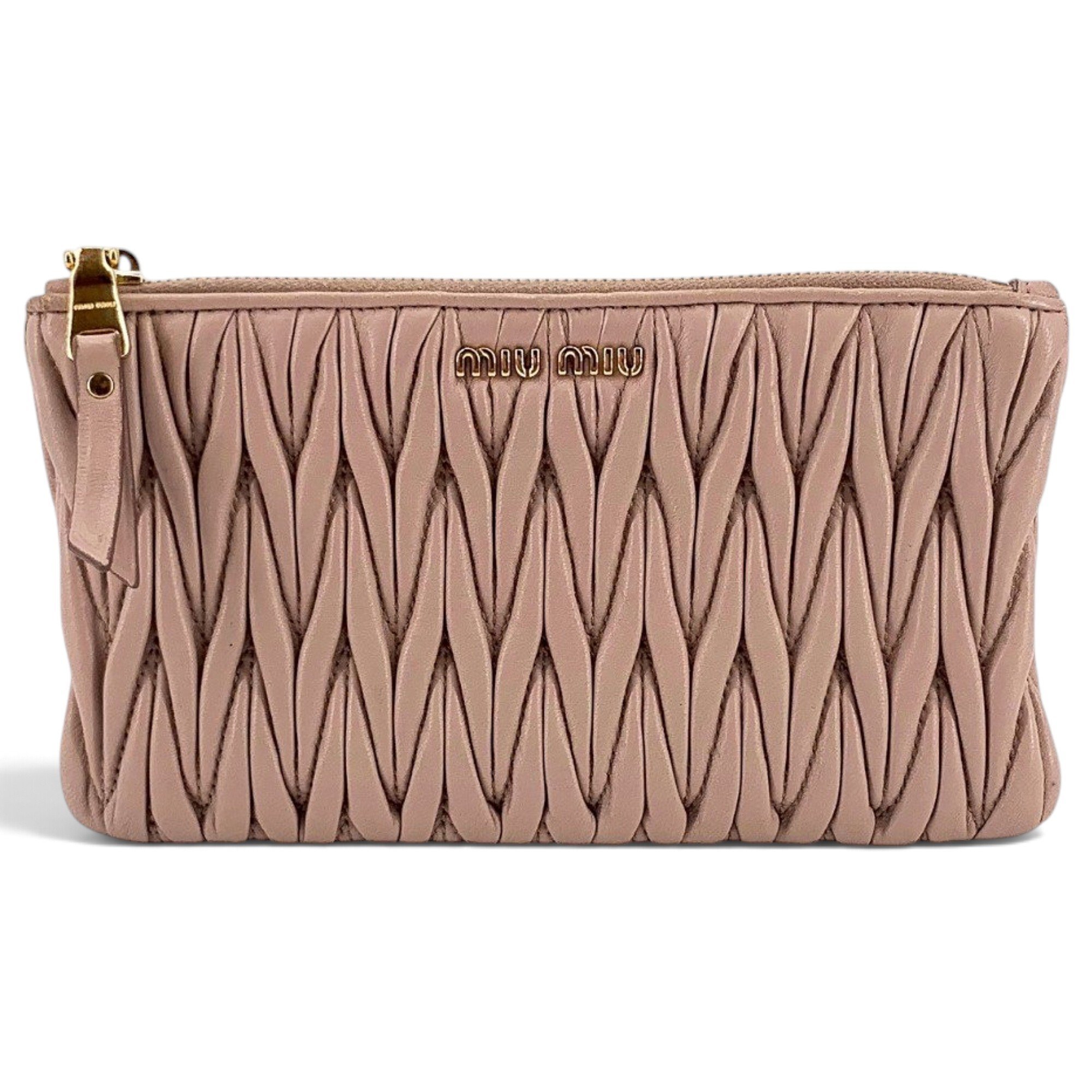 Matelassé leather clutch bag
