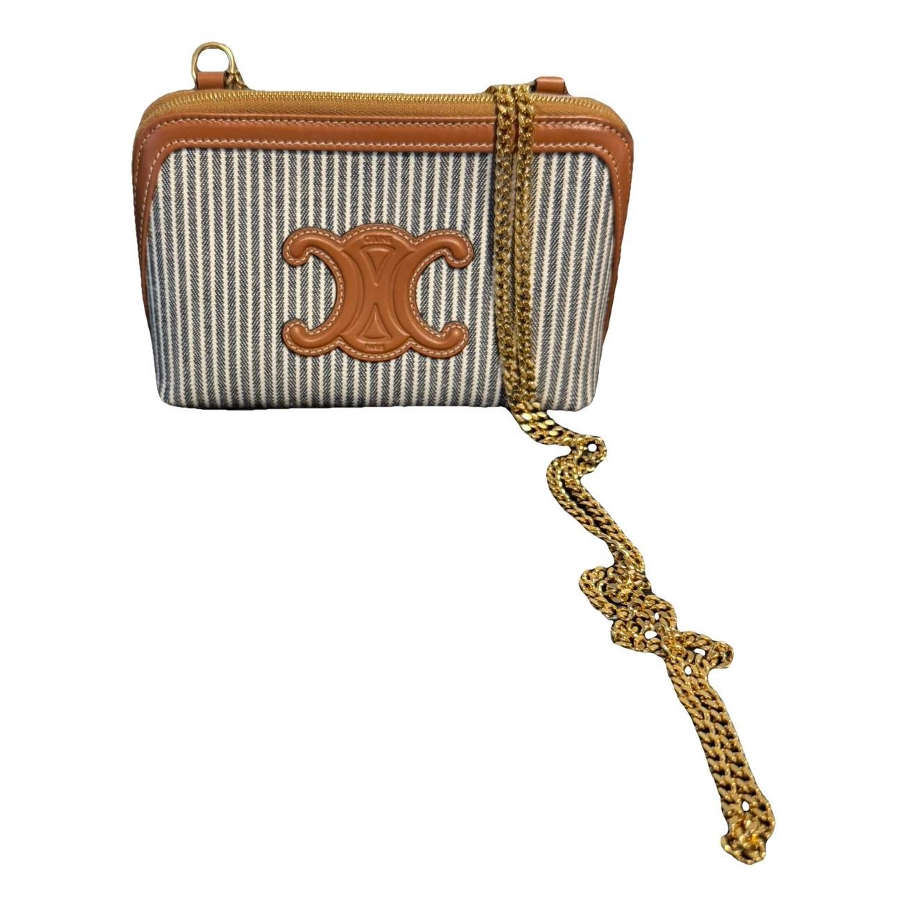 Triomphe chain leather handbag