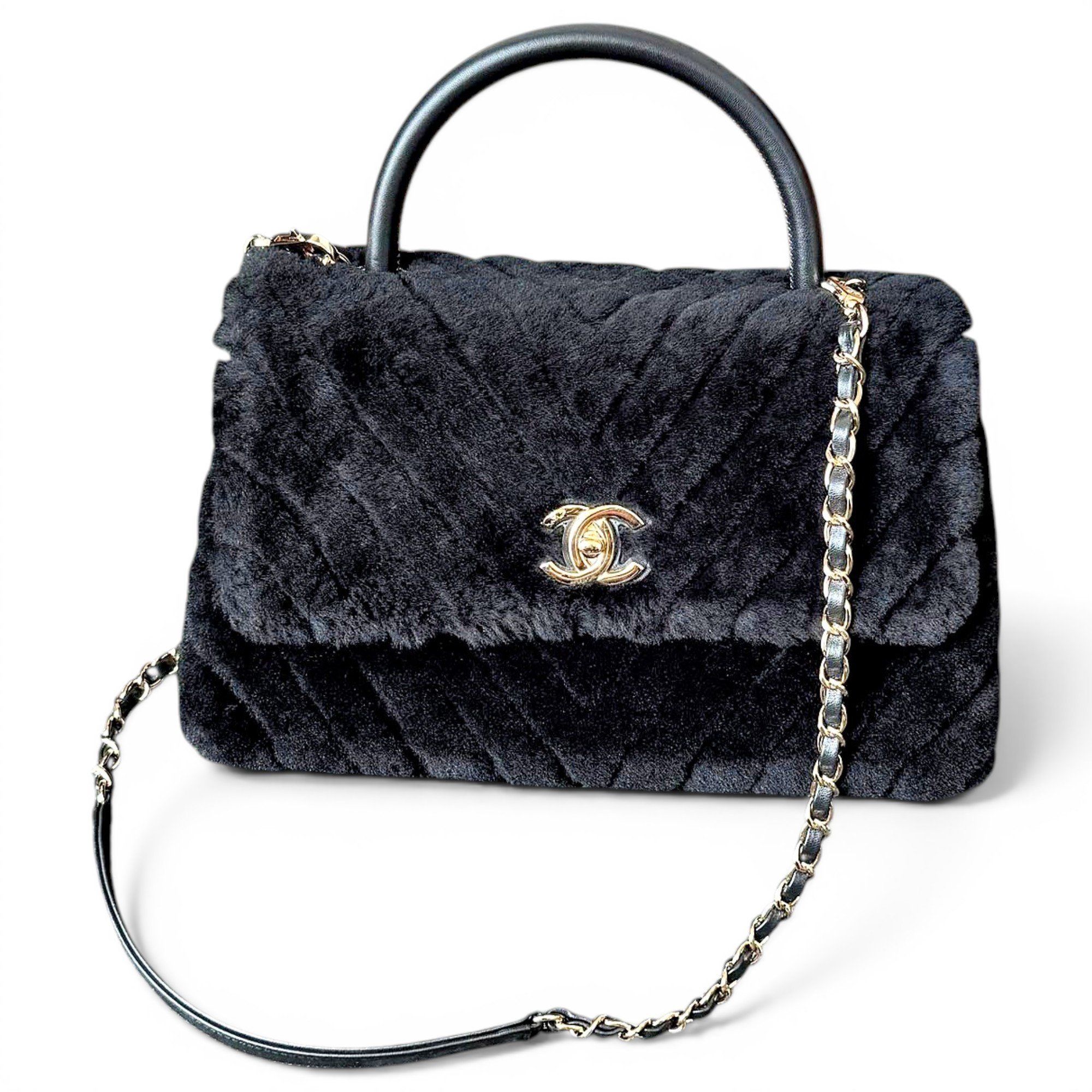 Coco Handle wool handbag