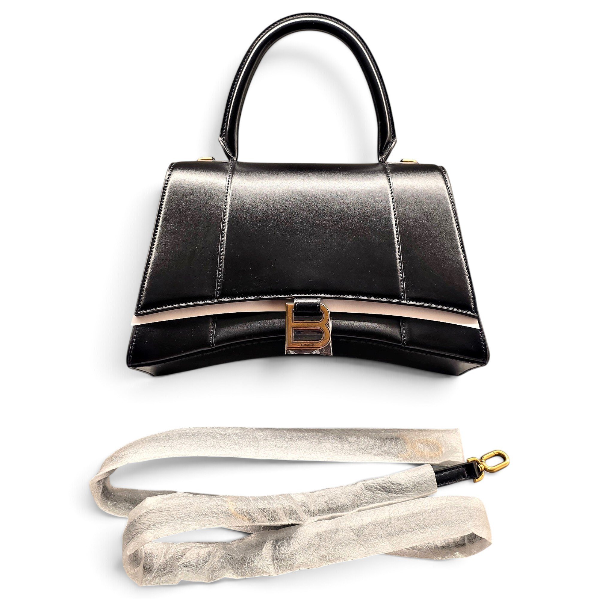 Hourglass leather handbag