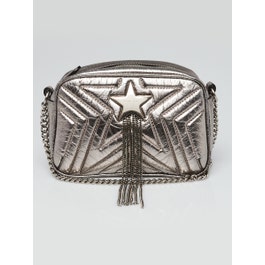 Stella McCartney Stella McCartney Silver Faux Leather Star Fringe Crossbody Bag