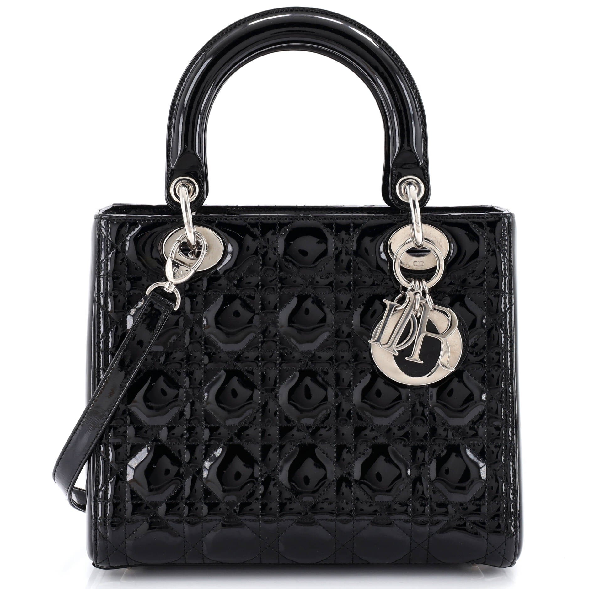 Dior Lady Dior Bag Cannage Quilt Patent Medium