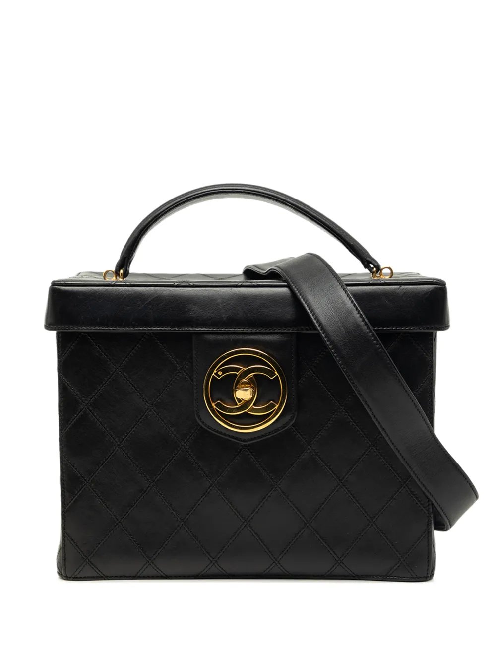 1994-1996 CC Quilted Lambskin Top Handle Vanity Case satchel