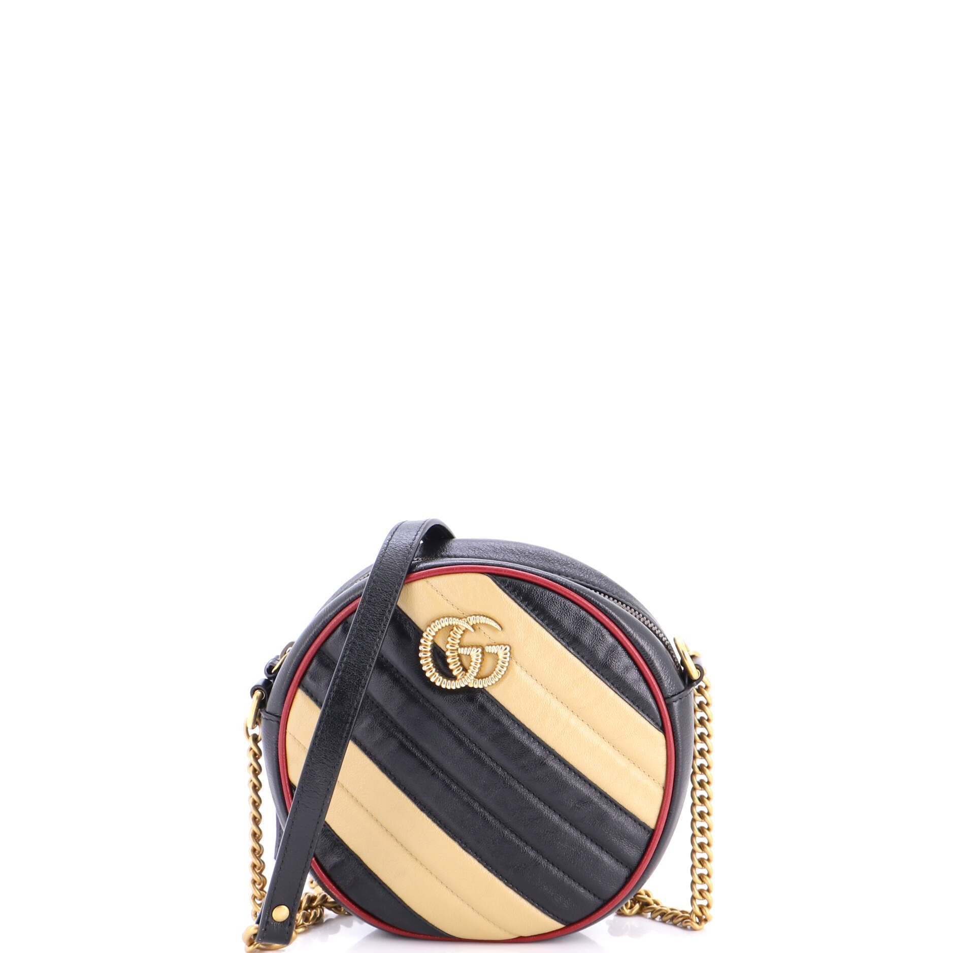 GG Marmont Round Shoulder Bag Diagonal Quilted Leather Mini
