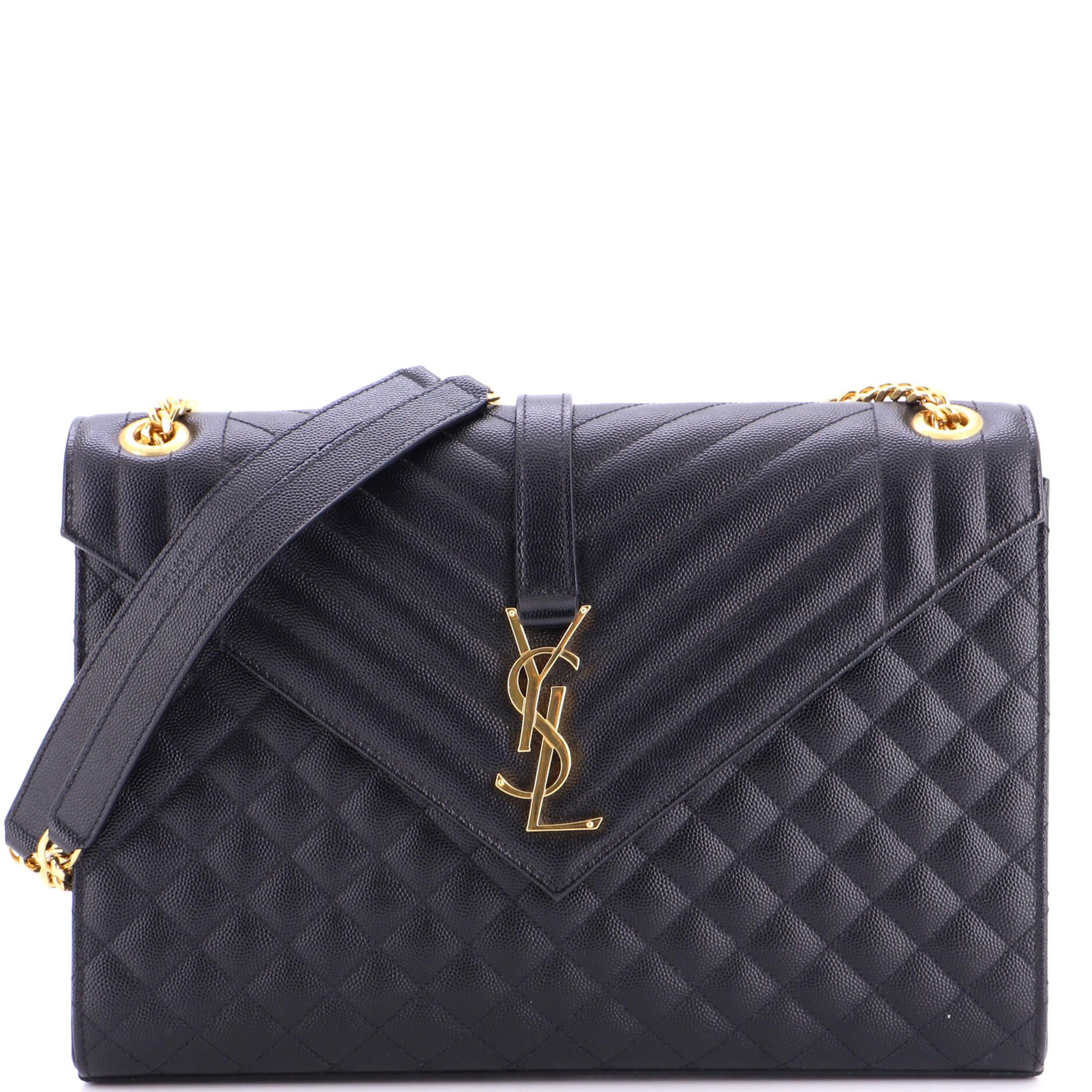 Classic Monogram Envelope Satchel Mixed Matelasse Leather Large