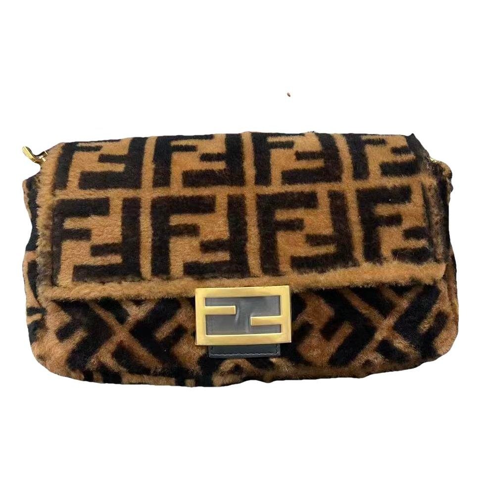 Baguette faux fur handbag