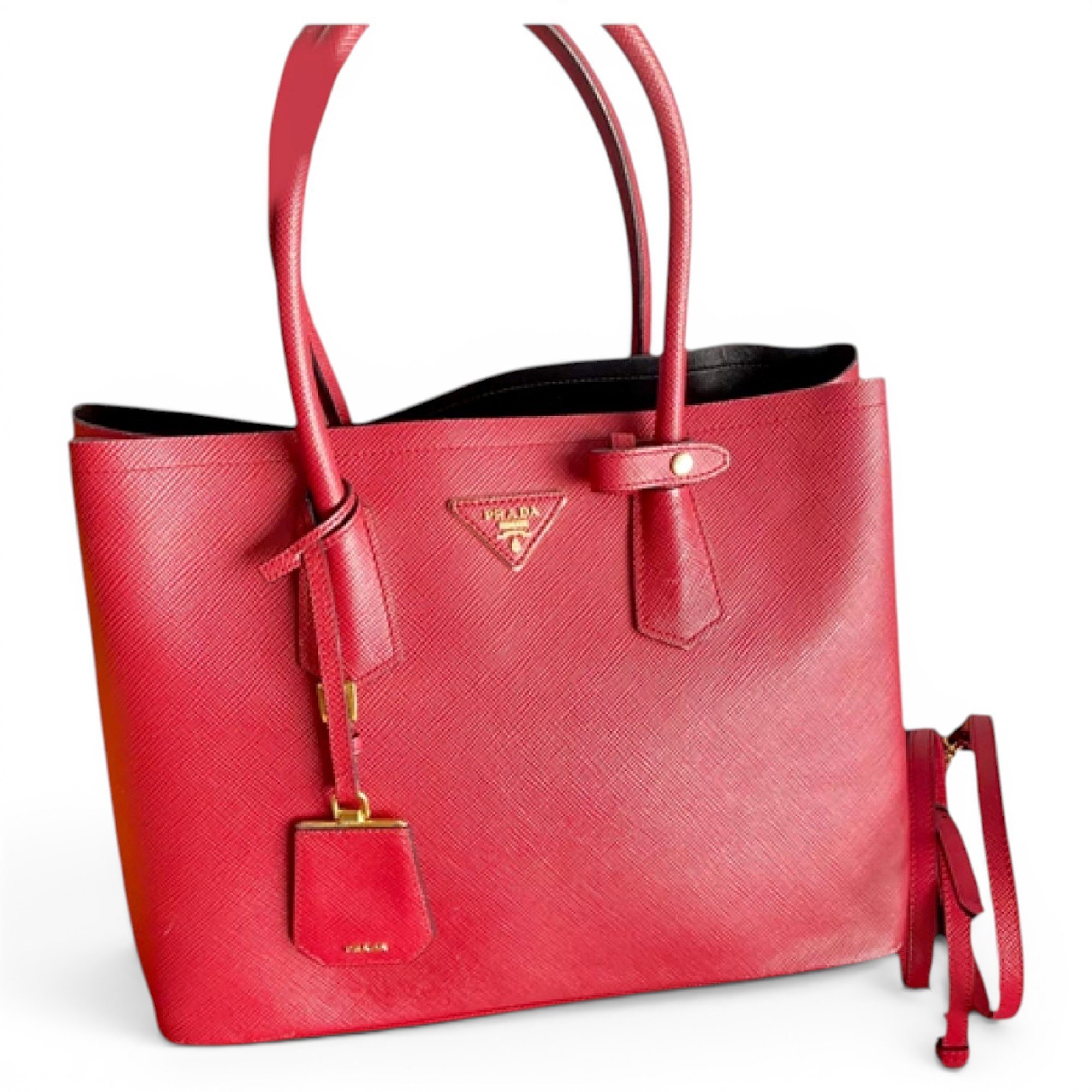 Double leather handbag