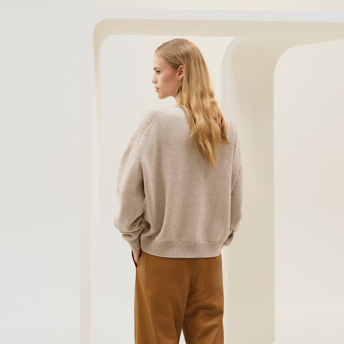 Beige Naturel Cashmere Long-sleeve Sweater