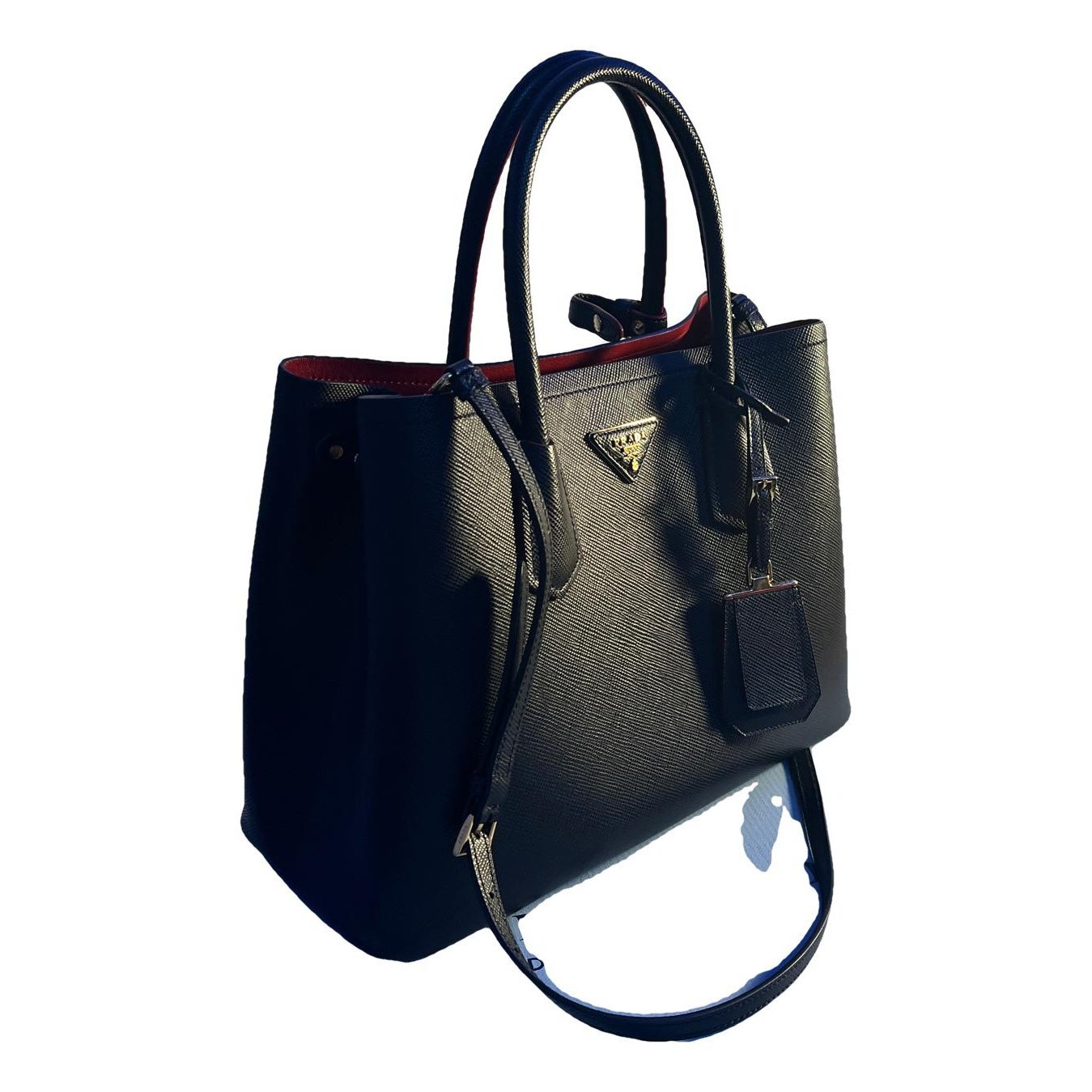 Double leather handbag