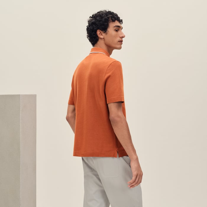 Orange Brûlé "Piqures Sellier" Polo Shirt