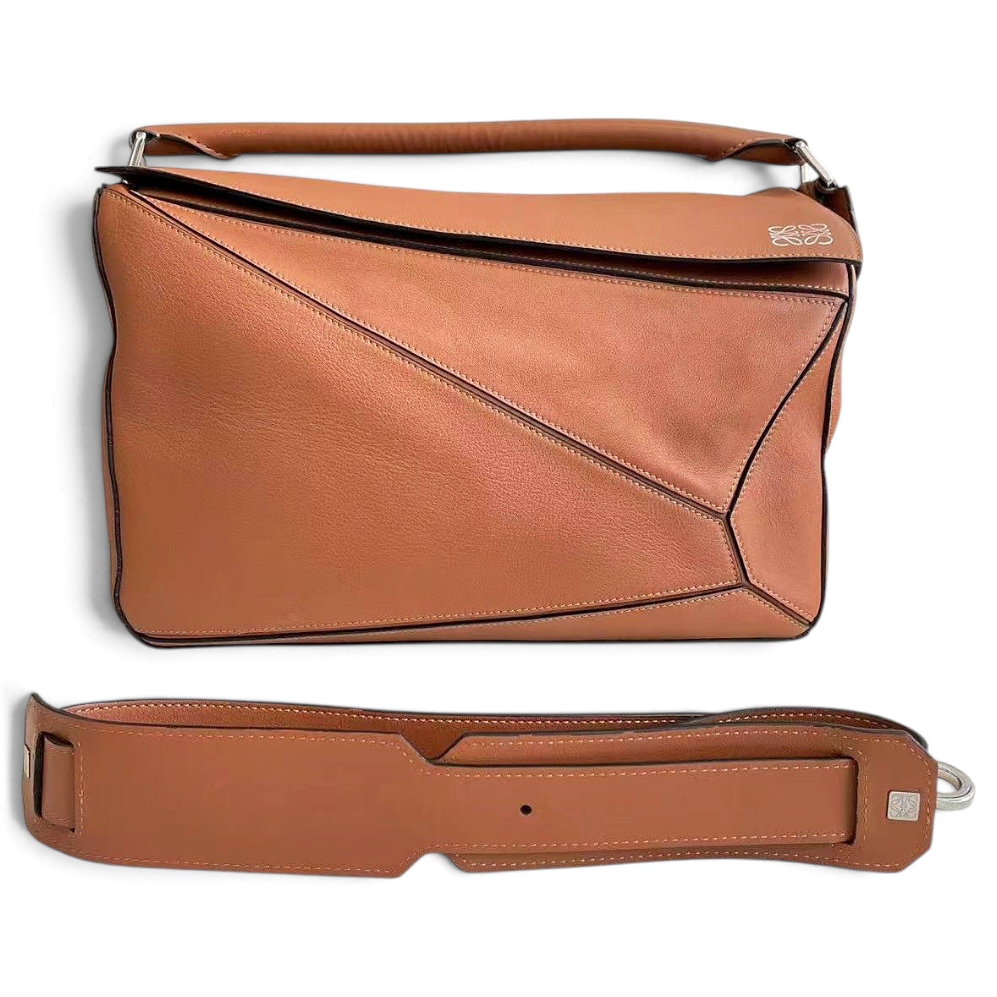 Puzzle leather handbag