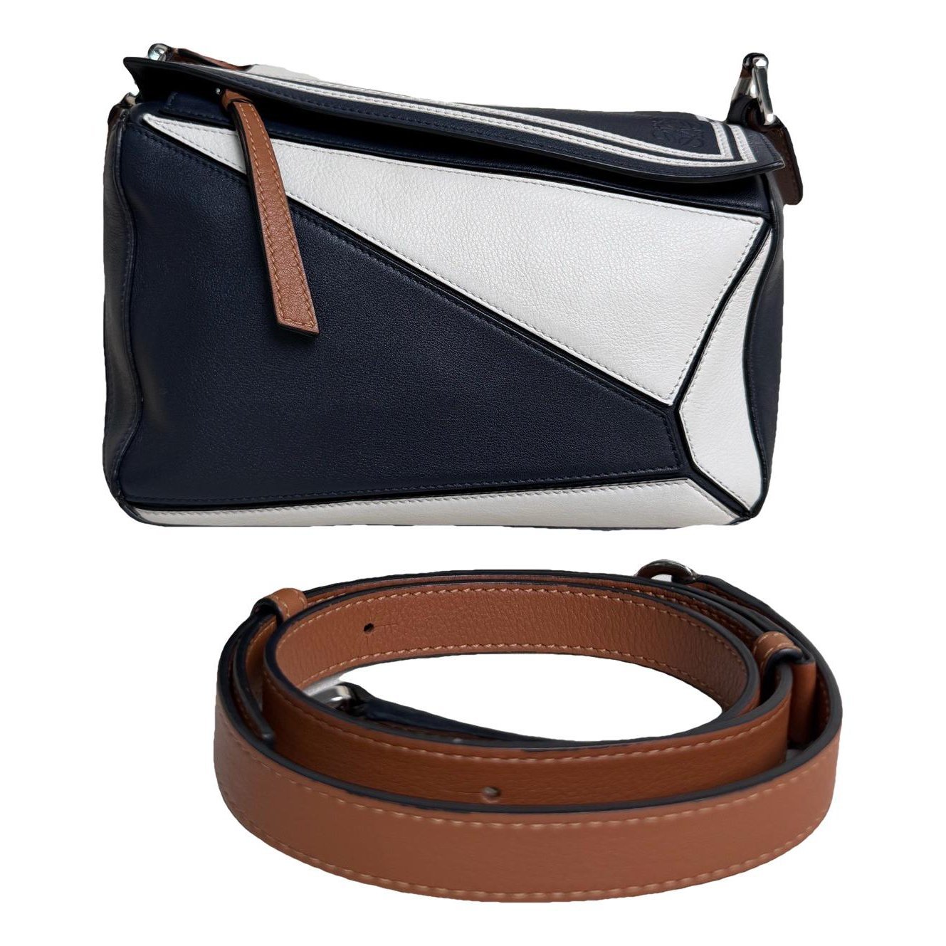 Puzzle leather handbag