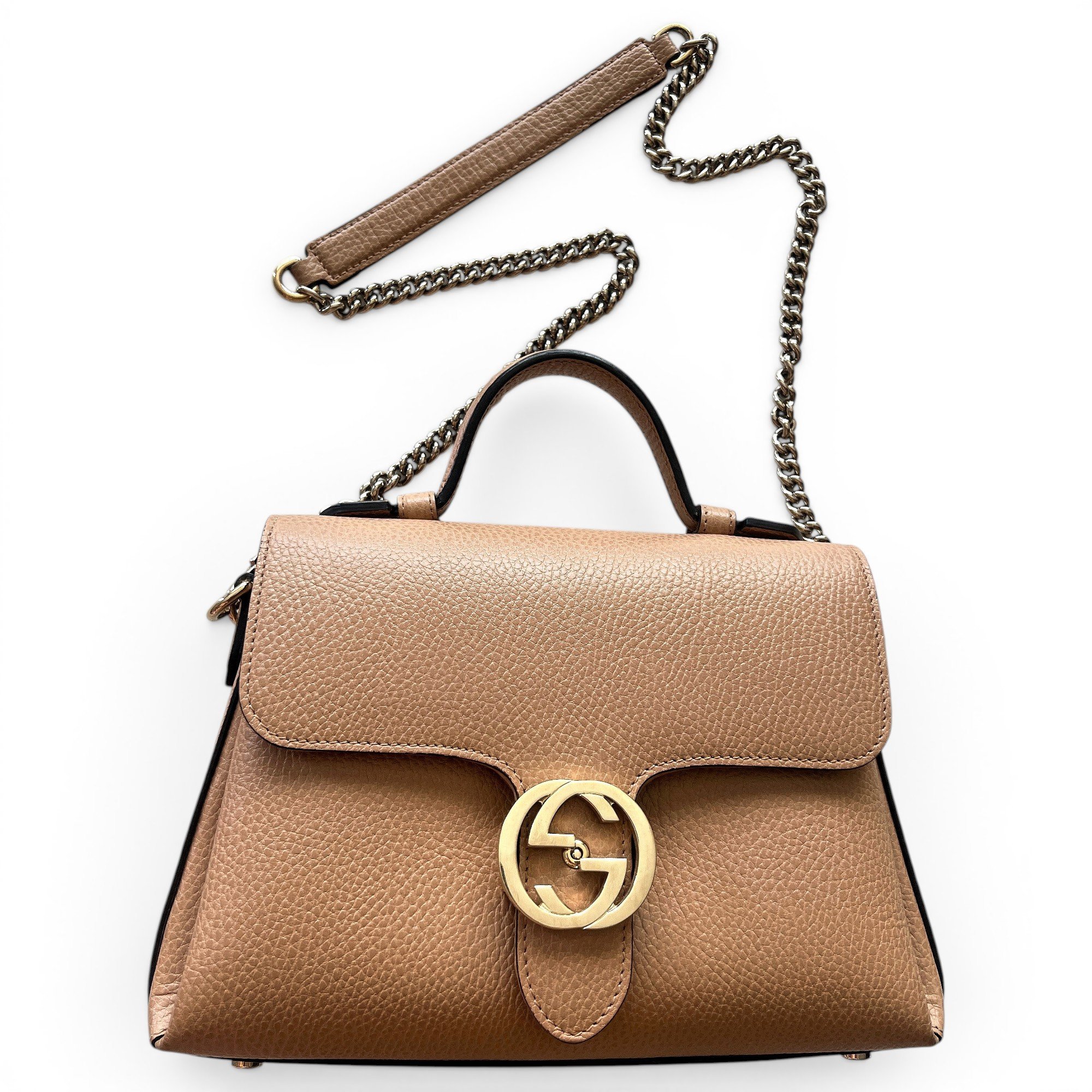 Interlocking leather crossbody bag