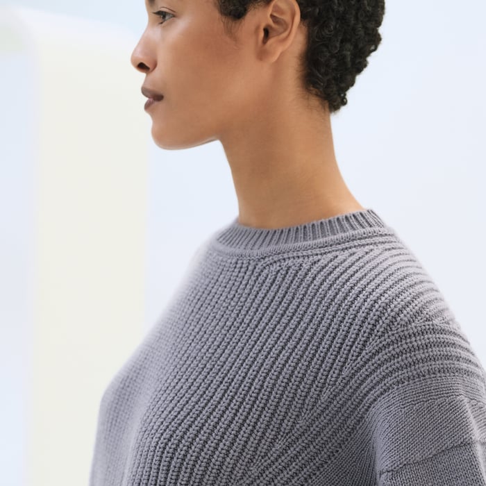 Bleu Cordiérite Cashmere Long-sleeve Sweater