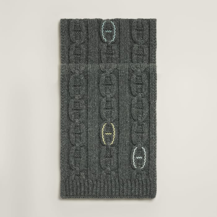 Gris Tri-maillon Details Cuir Muffler