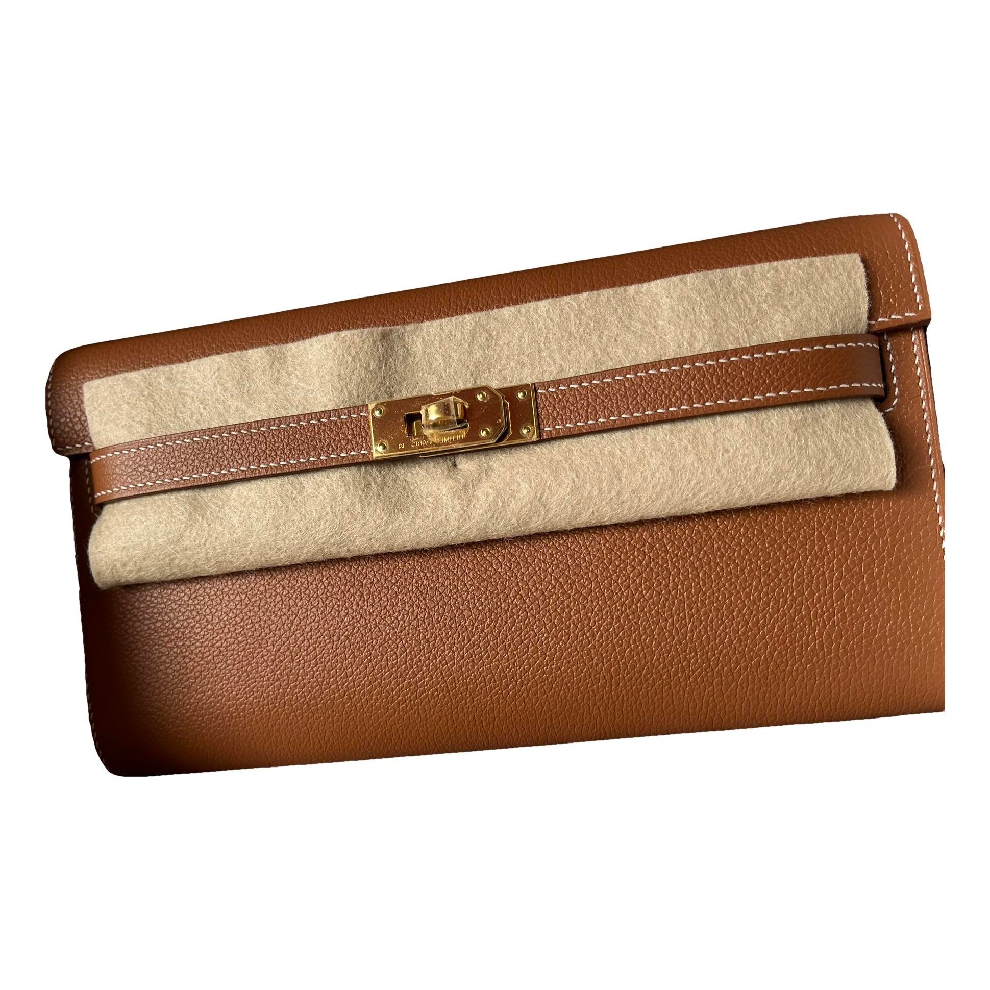 Hermes Kelly Handbag Gold Evercolor Leather
