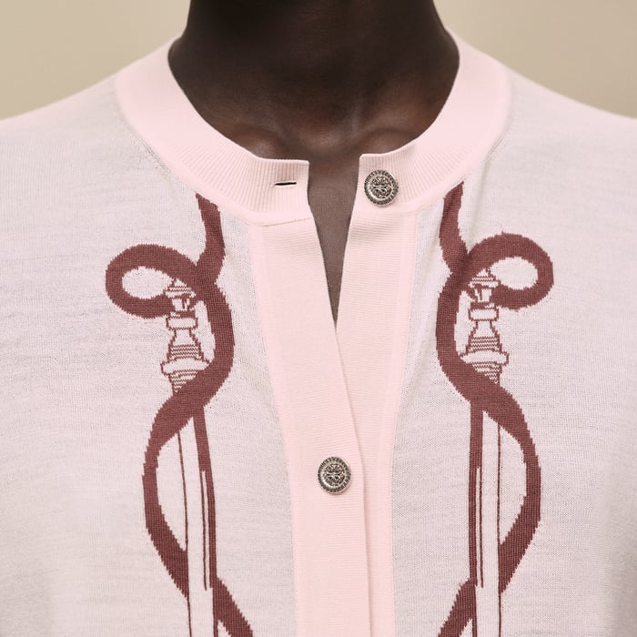 Rose Opaline "Ferronnerie" Long-sleeve Cardigan
