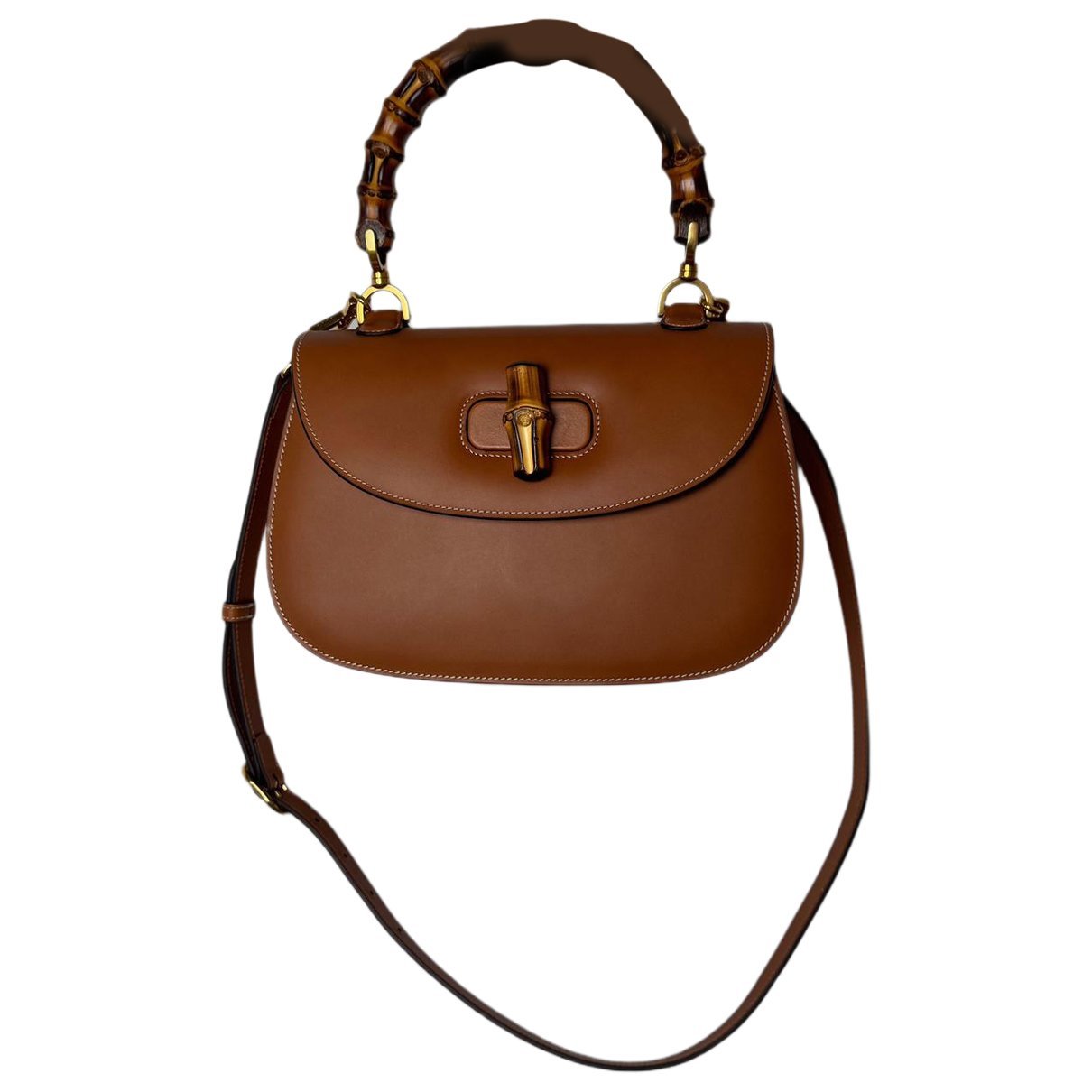 Convertible Bamboo Top Handle leather handbag