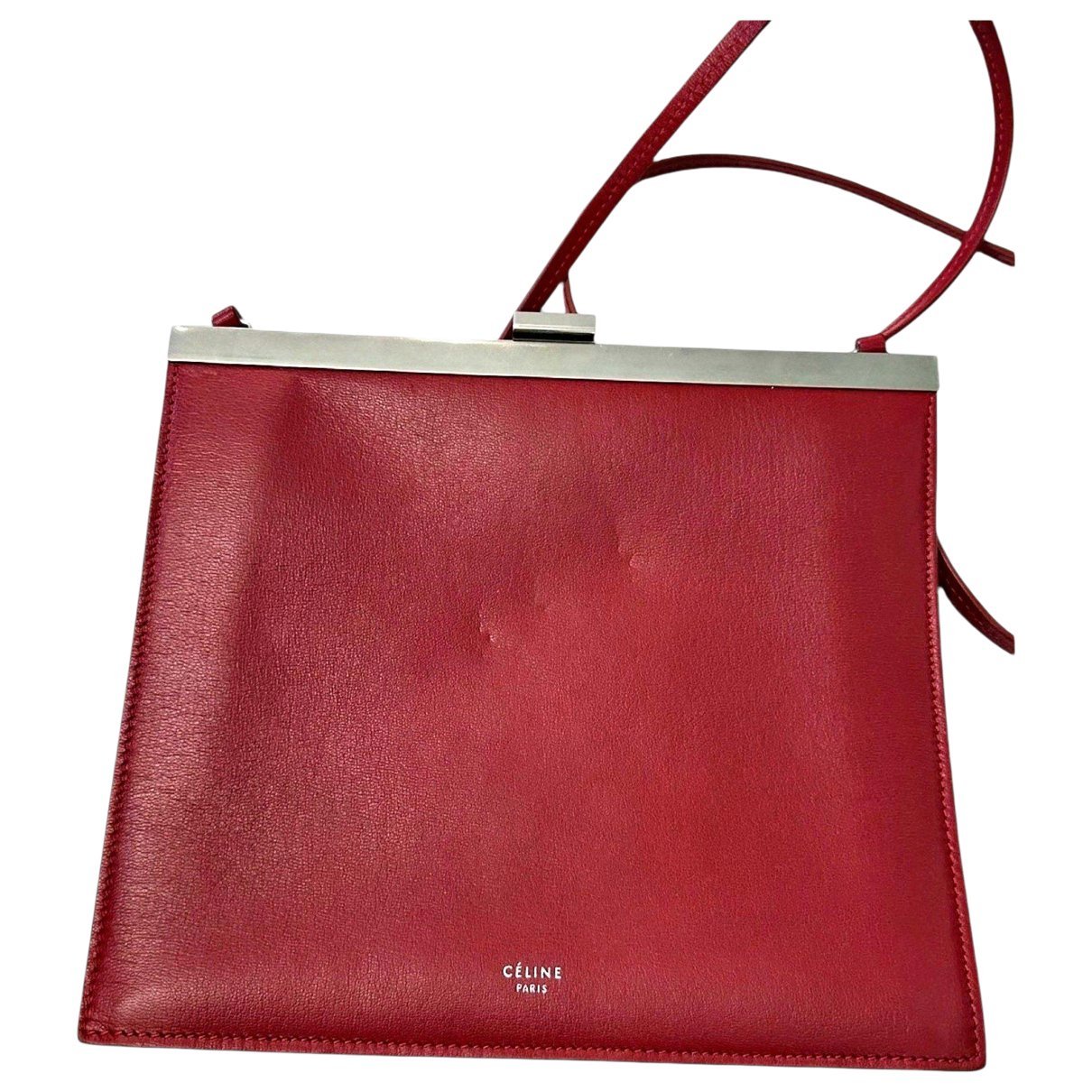 Clasp leather handbag