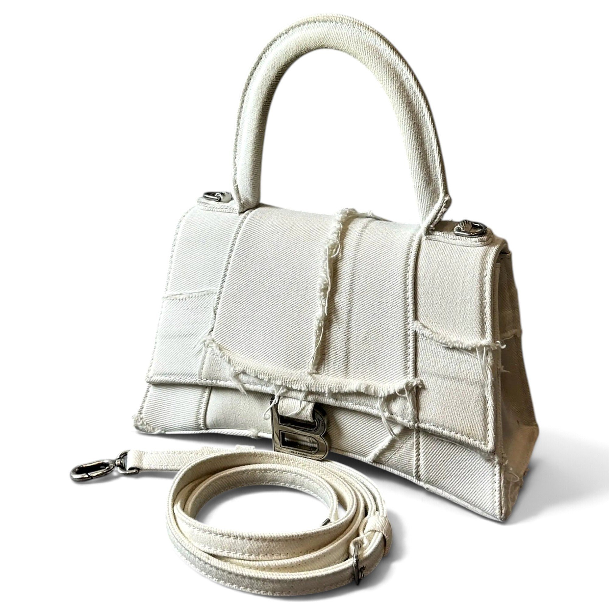 Hourglass cloth crossbody bag