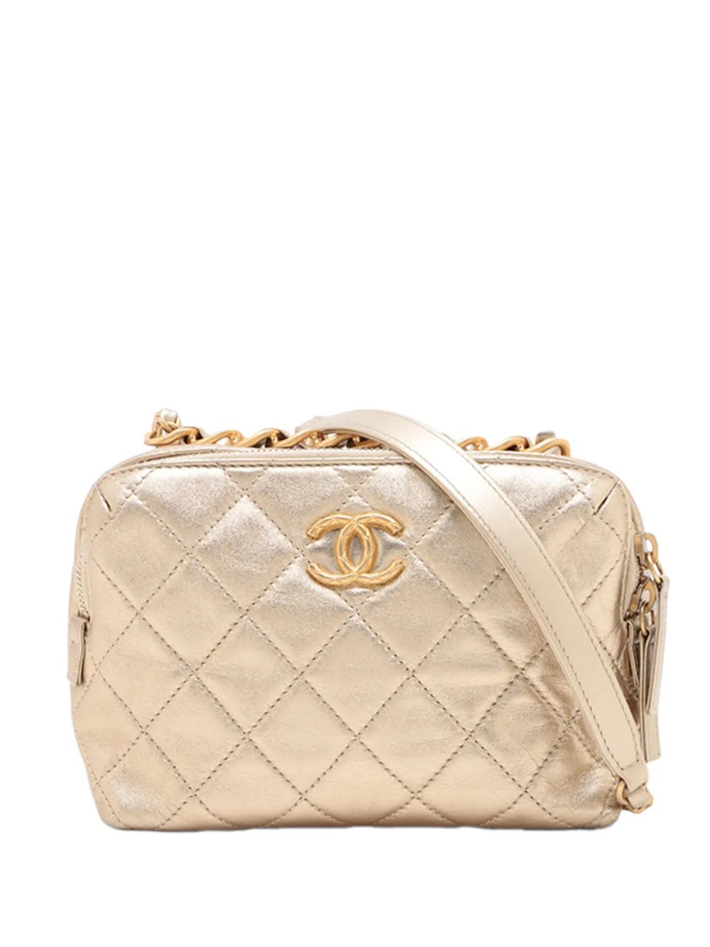2021-2026 Mini CC Quilted Metallic Lambskin Bowling Bag satchel