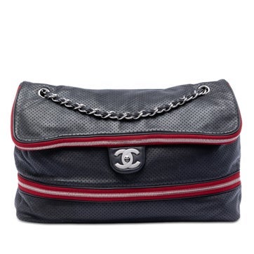 Perforated Calfskin Expandable Shoulder Bag