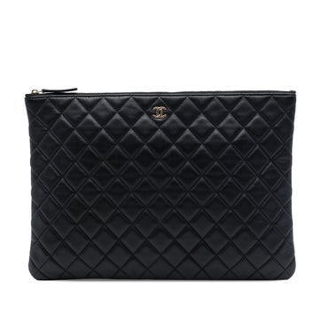 Large Quilted Lambskin O Case Clutch