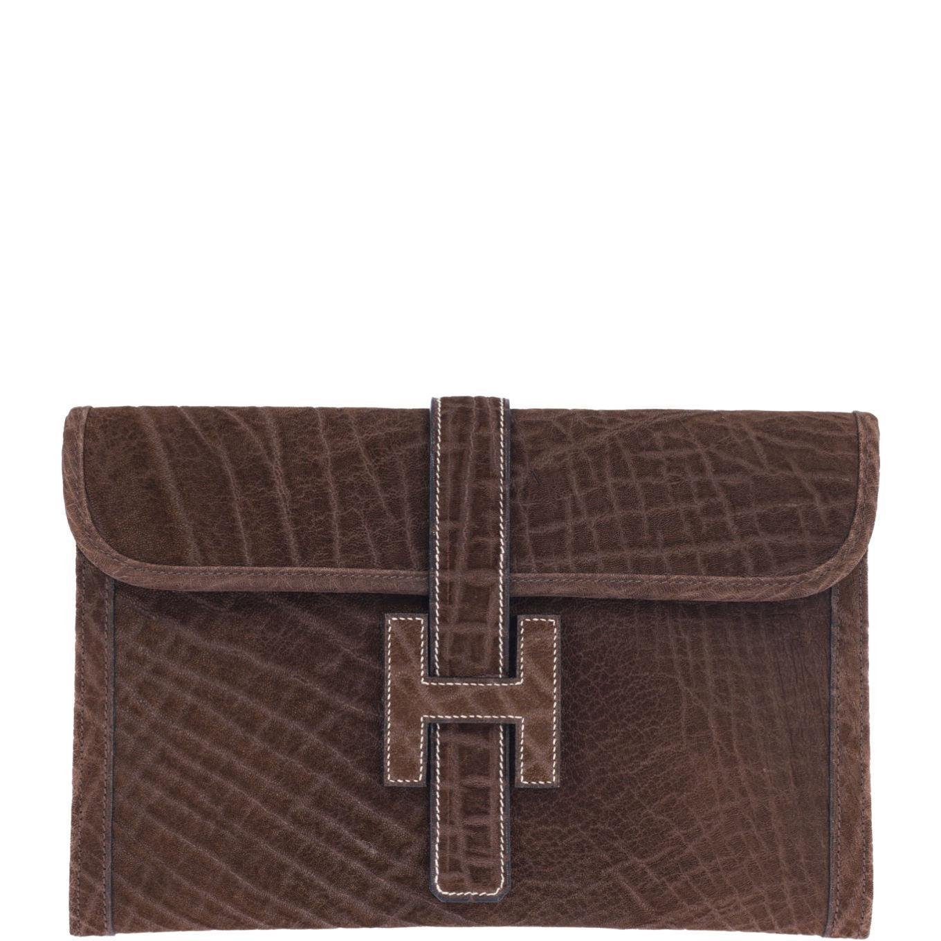 Hermès Jige 29 Elephant Leather Brown Contrast Stitching