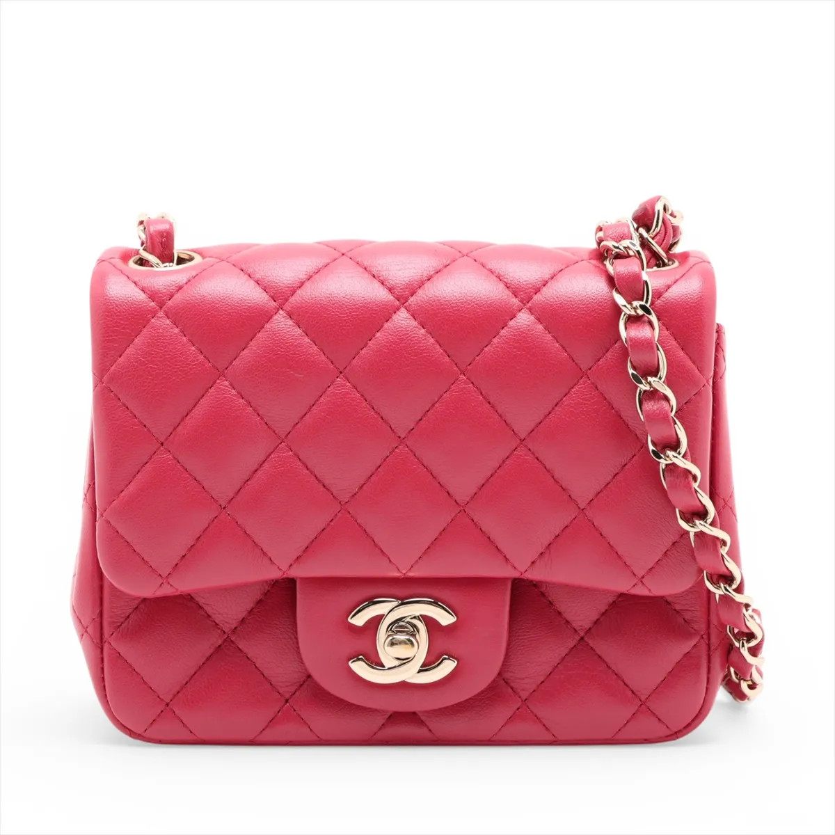 Chanel Minimatrasse 17 Lambskin Single Flap Single Chain Bag Pink Gold Metal Fit