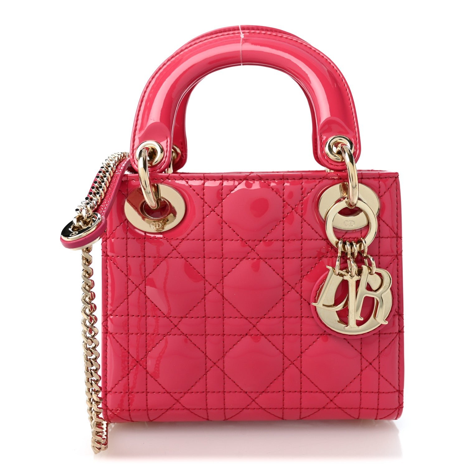 Christian Dior Patent Cannage Mini Lady Dior Pink