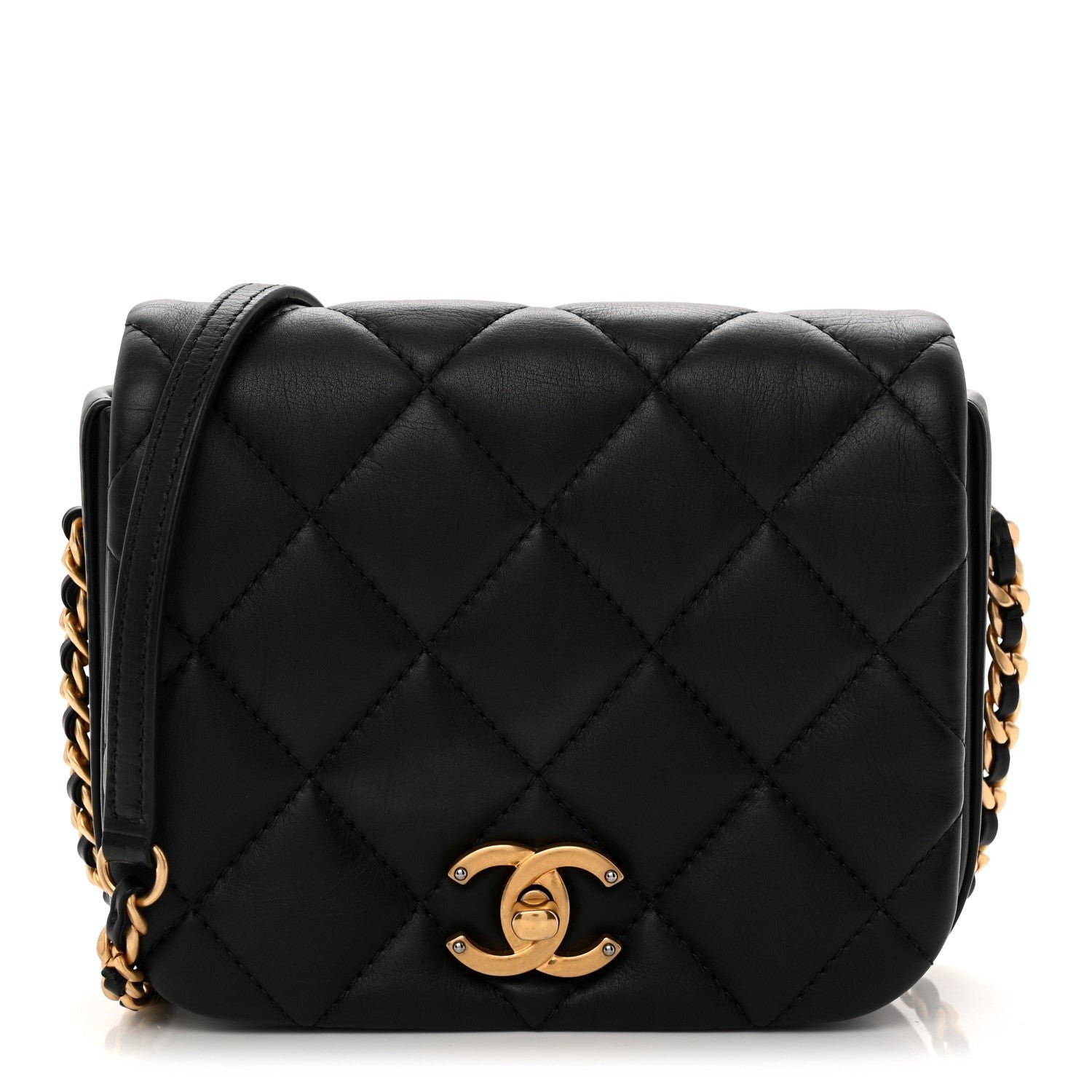 Chanel Calfskin Quilted Mini Nailed CC Flap Bag Black