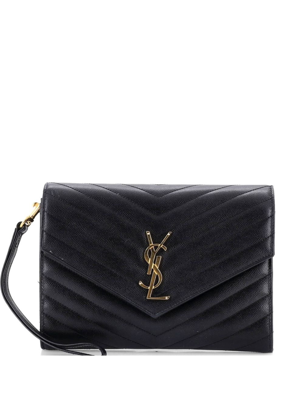 Classic Monogram Envelope Wristlet Matelasse Chevron Leather clutch bag