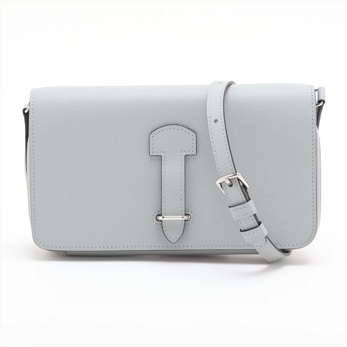 Hermès 1957 Togo Veau Epsom Blue glacier Silver Metal Fittings