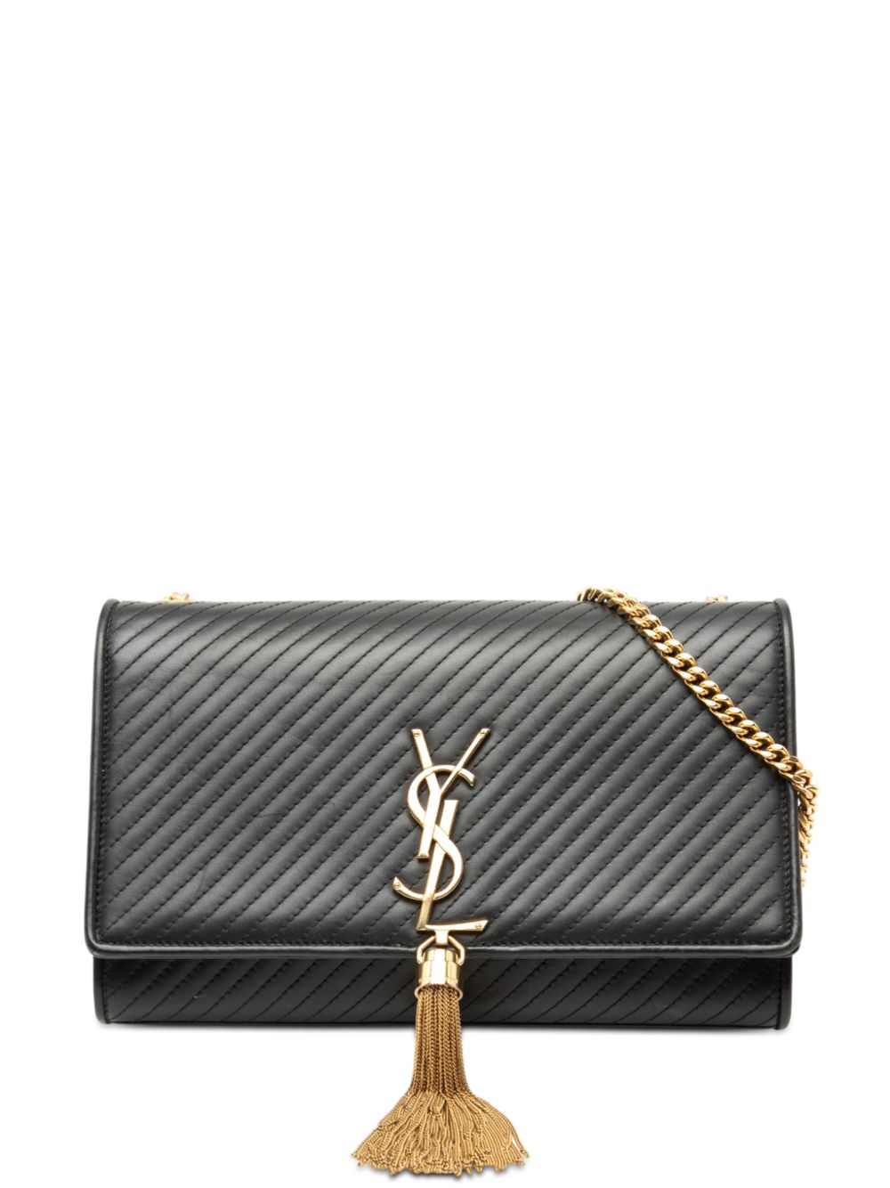 2013-2026 Medium Diagonal Quilted Calfskin Monogram Kate Tassel crossbody bag