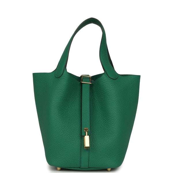 Hermes Hermes Picotin Lock 18 Vert Moyen Clemence Gold Hardware