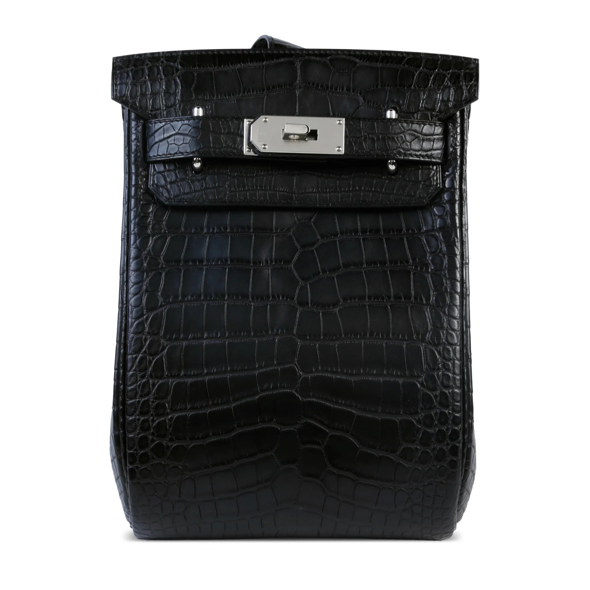 Unused ( Rank NS ) HERMÈS Hac a Dos PM Noir (89) Matte Alligator Palladium hardware K (2025)