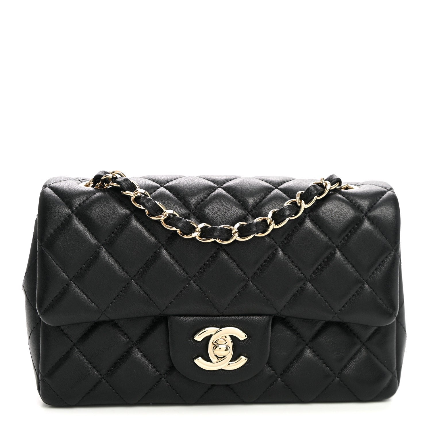 Chanel Lambskin Quilted Mini Rectangular Flap Black