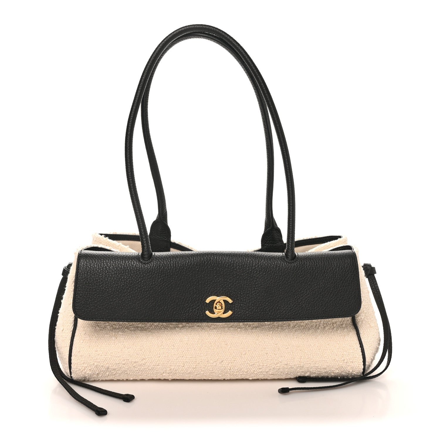 Chanel Grained Calfskin Boucle Urban Essentials Small Shopping Bag Black Ivory