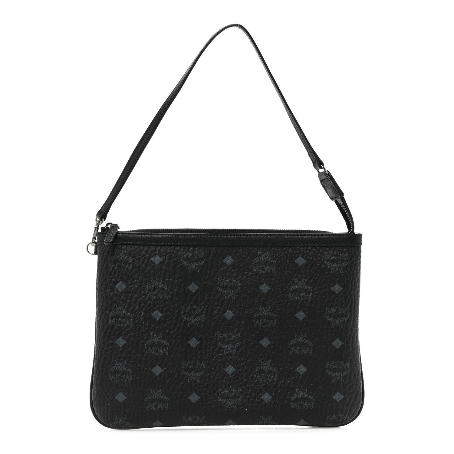 MCM Visetos Liz Shopper Tote Pouch Black
