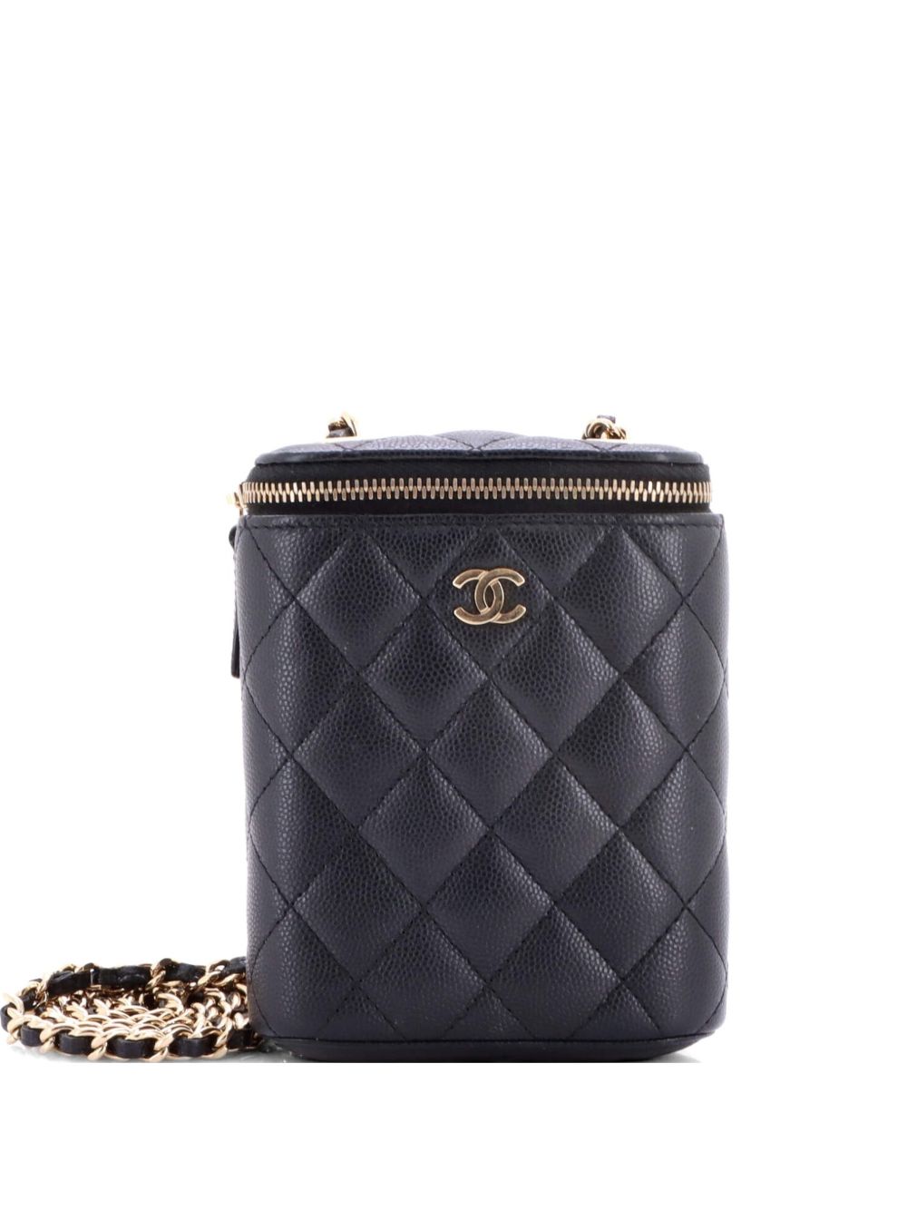 Vertical Classic Vanity Case with Chain Quilted Caviar Small shoulder bag