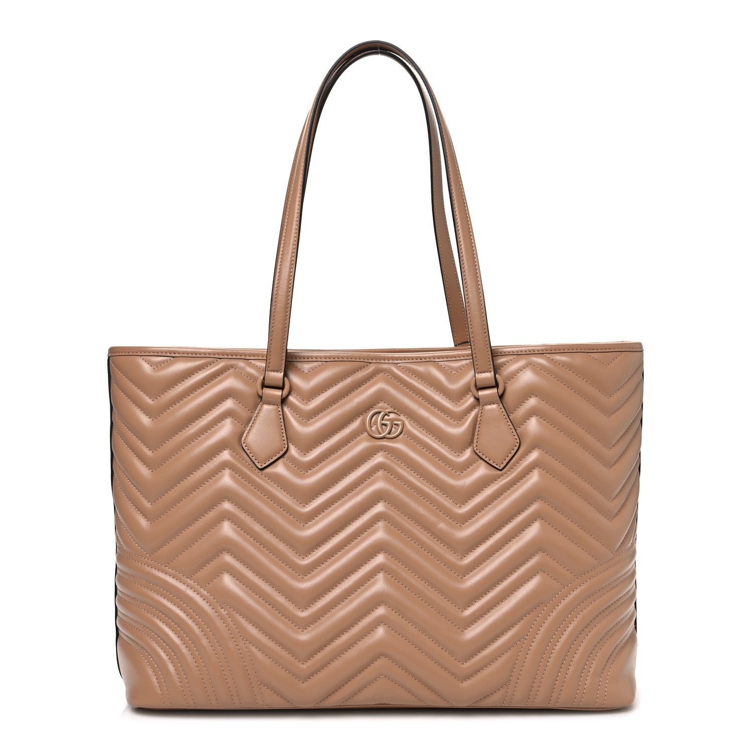 Gucci Calfskin Matelasse Monochrome GG Marmont Large Tote Camelia