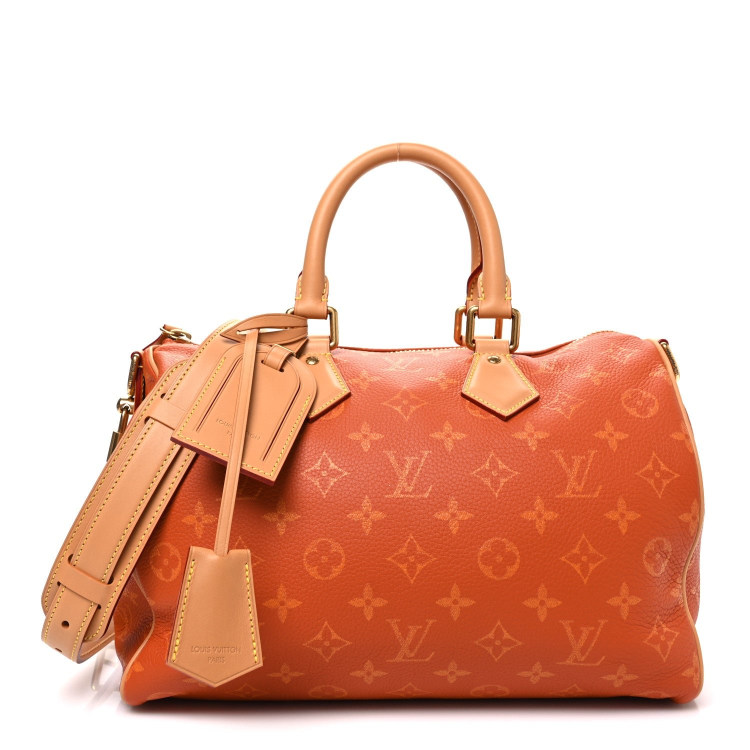 Louis Vuitton Louis Vuitton Calfskin Monogram Speedy P9 Bandouliere 30 Ocre