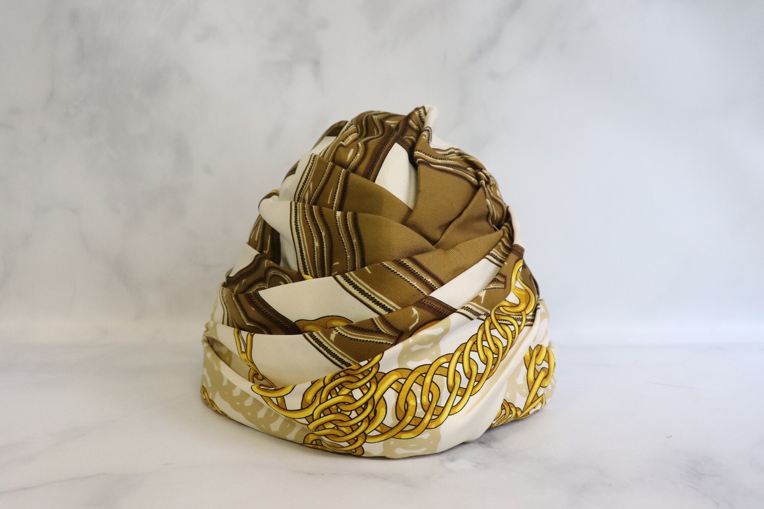 Hermes Hermes Silk Turban, Gold, Preowned - No Dustbag