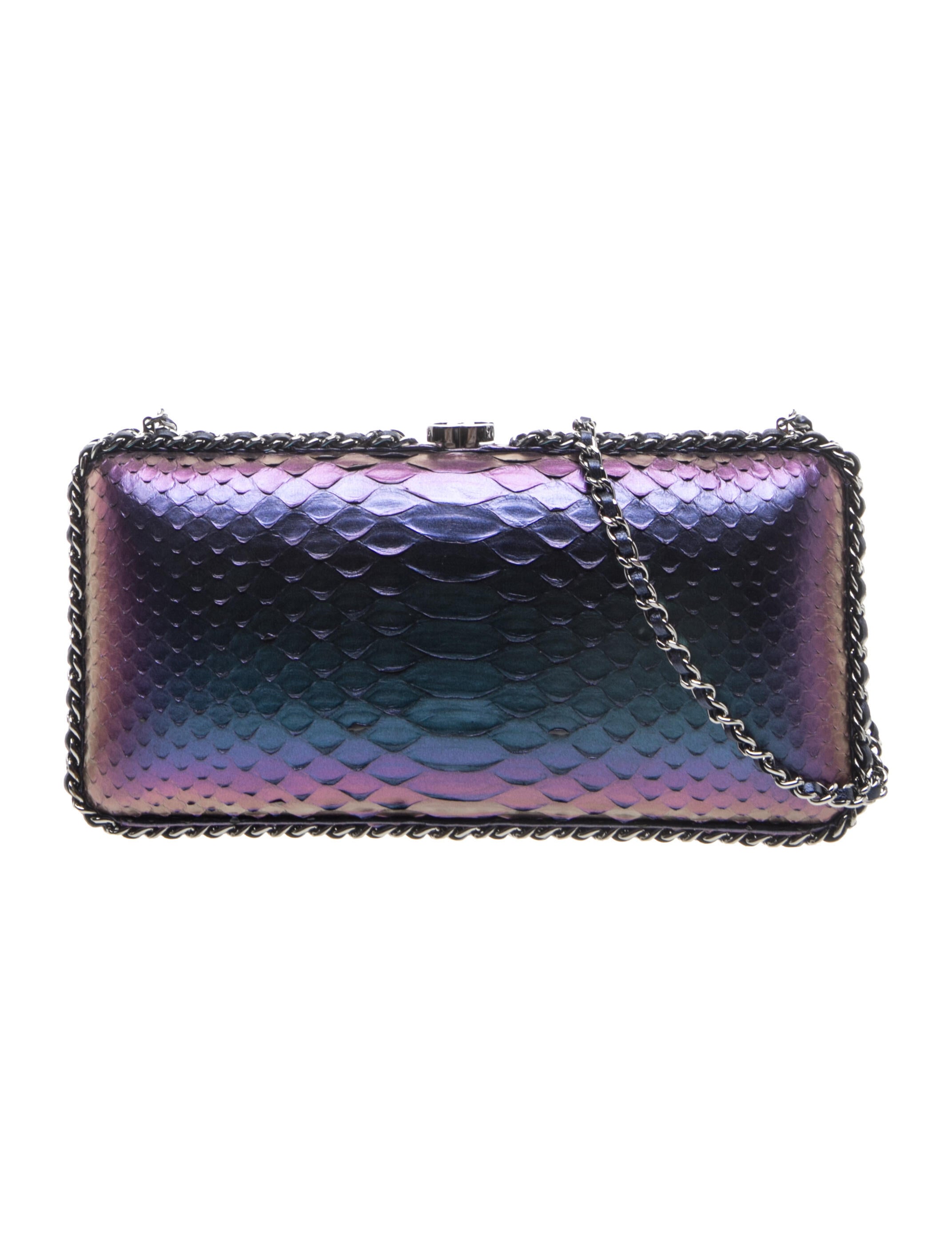 Iridescent Python Chain-Around Clutch